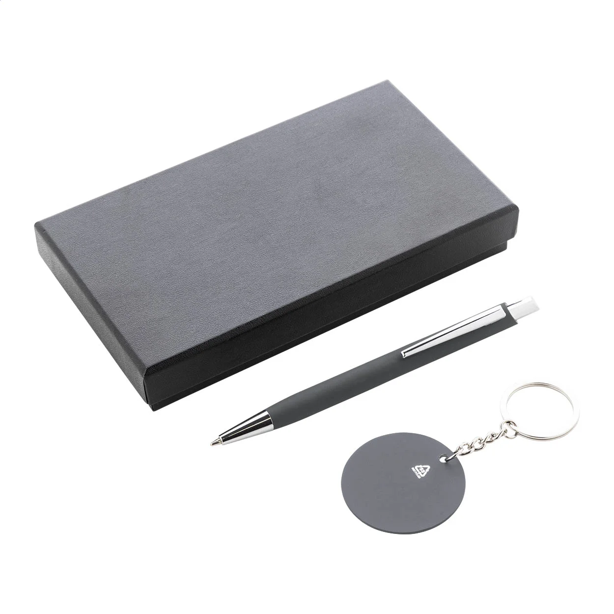 Geschenkset Kugelschreiber und Schlüsselanhänger Miroset, dunkelgrau – Bild 3