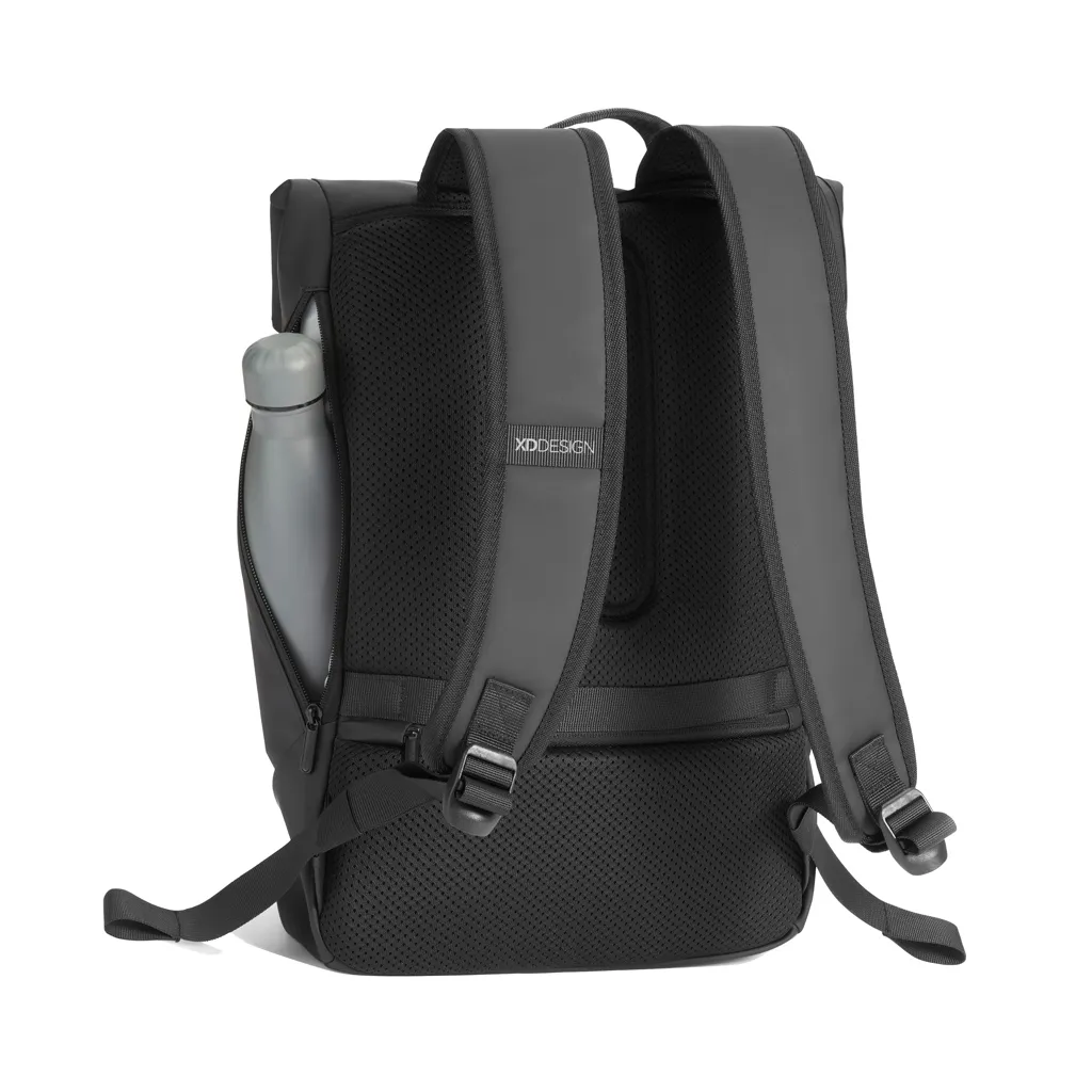 Urban wasserabweisender Flap-Top Rucksack, schwarz – Bild 7