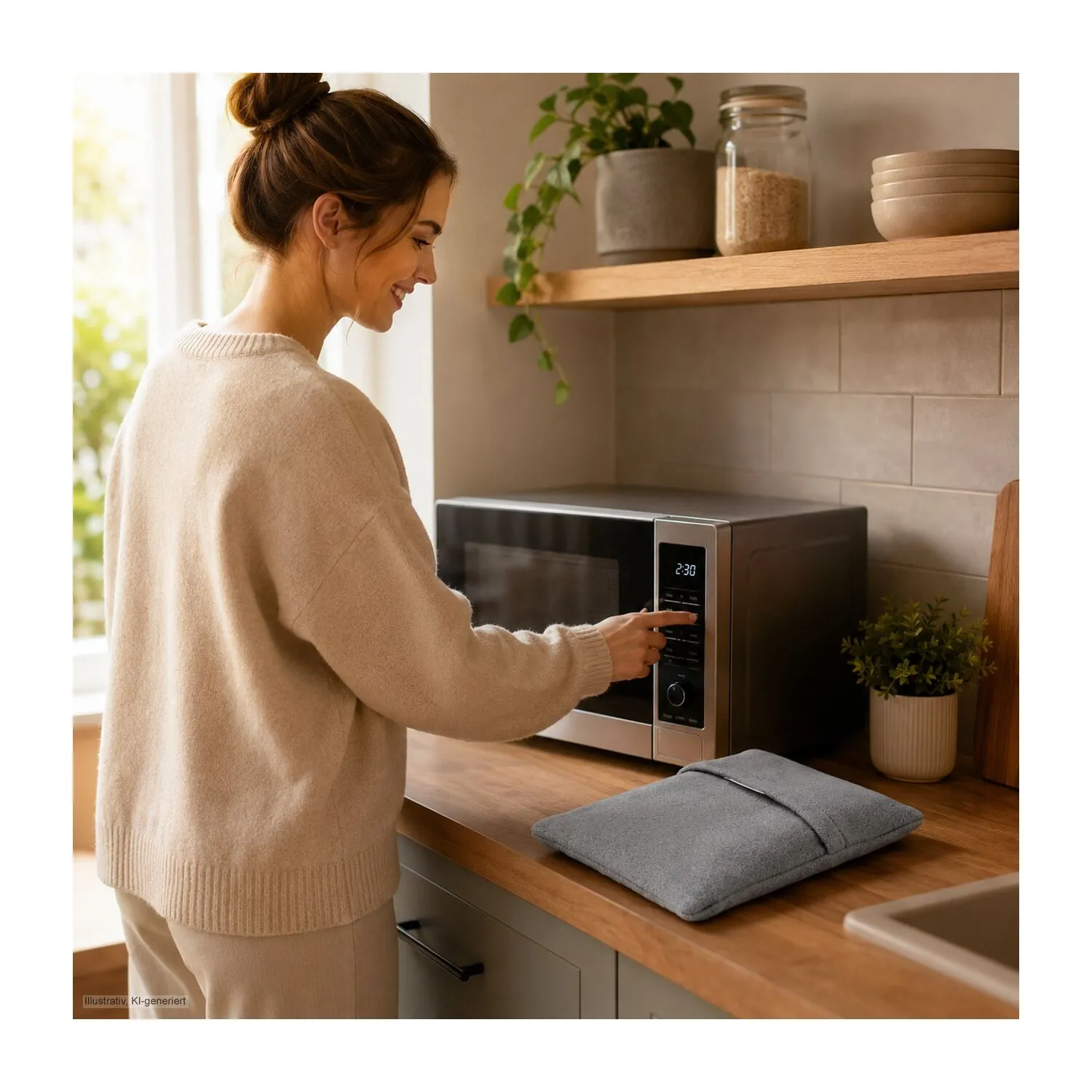 Wärmekissen Winterzeit Grau mit winterlichem Rentier-Motiv, grau – Bild 7