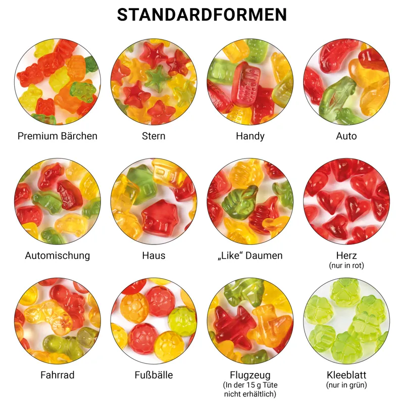 Minitüte 15 g, transparente kompostierbare Folie, Trolli Fruchtgummi Kleeblatt, transparent – Bild 2