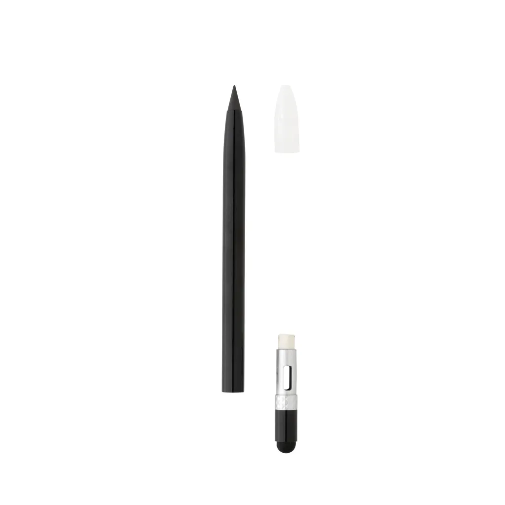 Tintenloser Stift aus Aluminium mit Radiergummi, schwarz – Bild 2