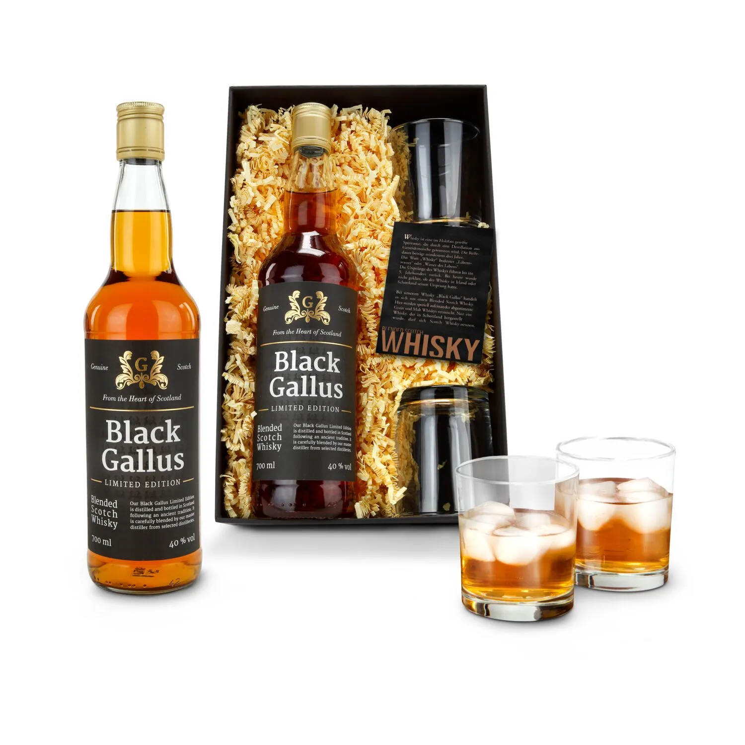 Geschenkset / Präsenteset: Black Gallus Whisky, schwarz – Bild 3