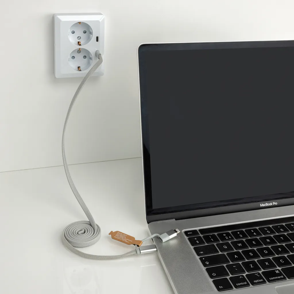 Arc ultradünnes 60W 2-in-1 Magnetkabel, grau – Bild 5