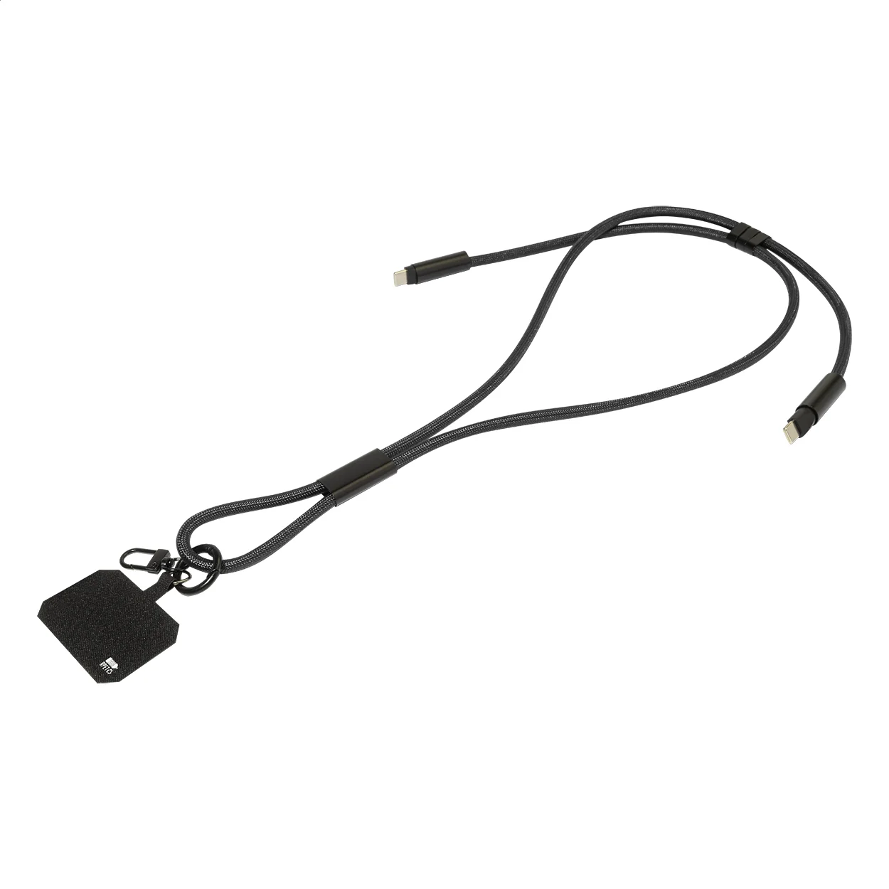 60W Lanyard mit Lade- und Datenkabel aus RPET HolCharge, schwarz – Bild 3