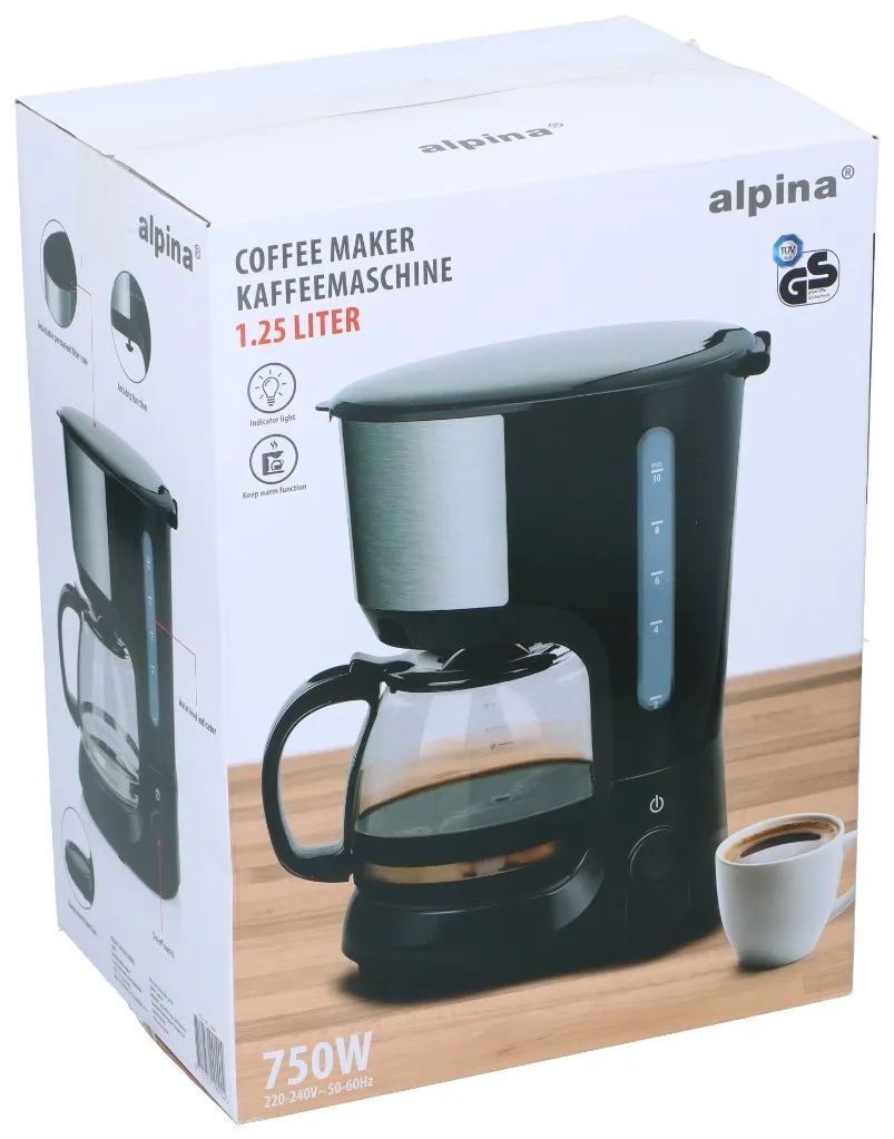 ALPINA Kaffeemaschine 750W 1.025L Schwarz, Schwarz – Bild 5