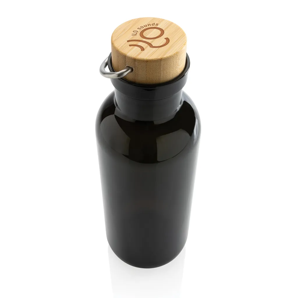 RCS rPET Flasche with Bambusdeckel und Griff, schwarz – Bild 5