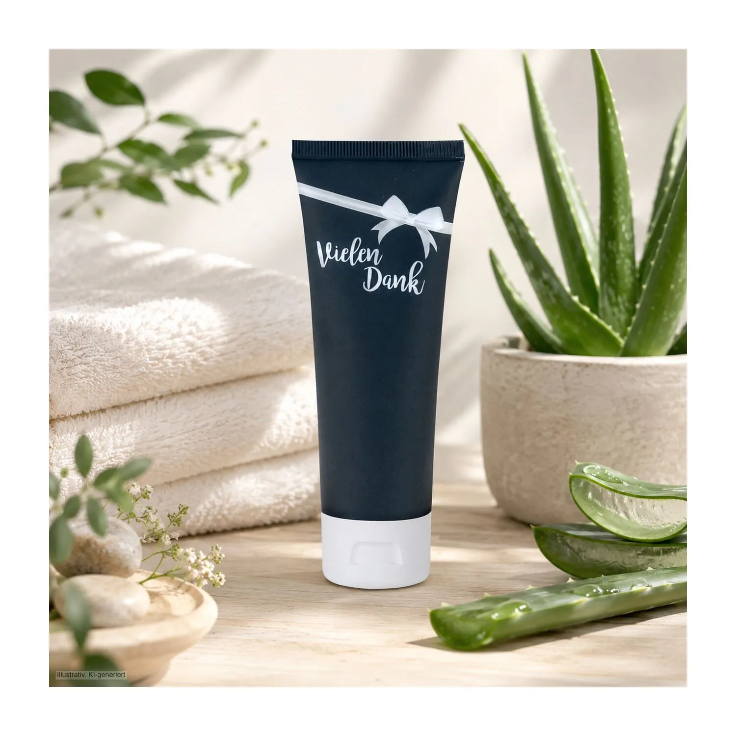 Pflegetube Vielen Dank - 75 ml Hand- & Nagelcreme ALOE VERA SENSITIV, anthrazit – Bild 2