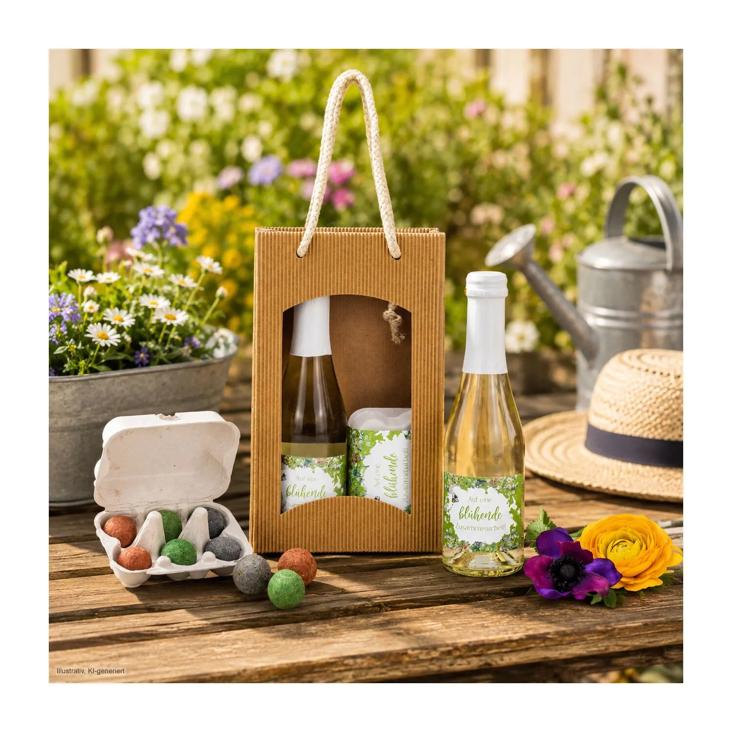 Geschenkset / Präsenteset: Blühende Zusammenarbeit, braun – Bild 3