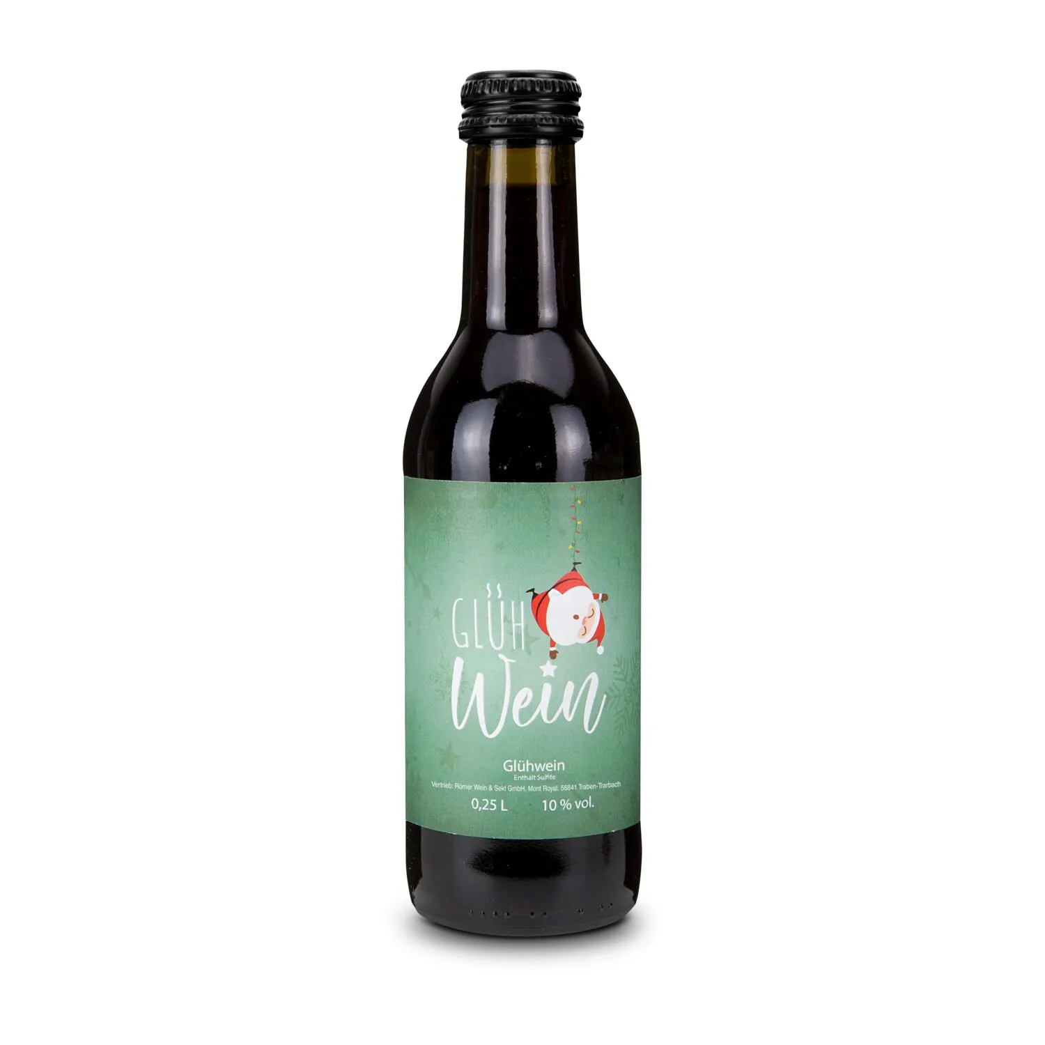 Glühwein - Flasche olivgrün, Schraubverschluss schwarz, 0,25 l, schwarz – Bild 4