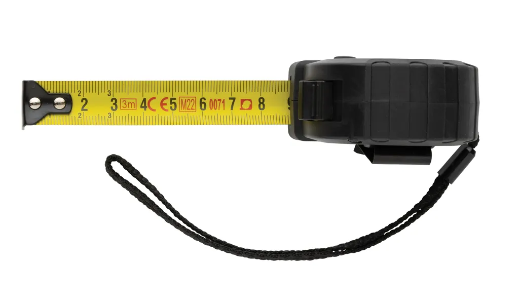 3m/16mm Maßband mit Stop-Taste aus RCS recycelt. Kunststoff, schwarz – Bild 3