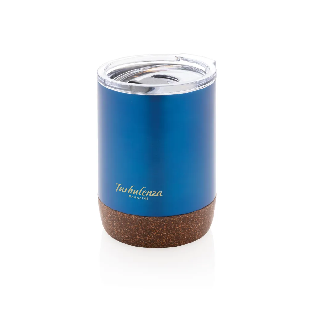 Kleine Vakuum-Kaffeetasse aus RCS rSteel & Kork, blau – Bild 5