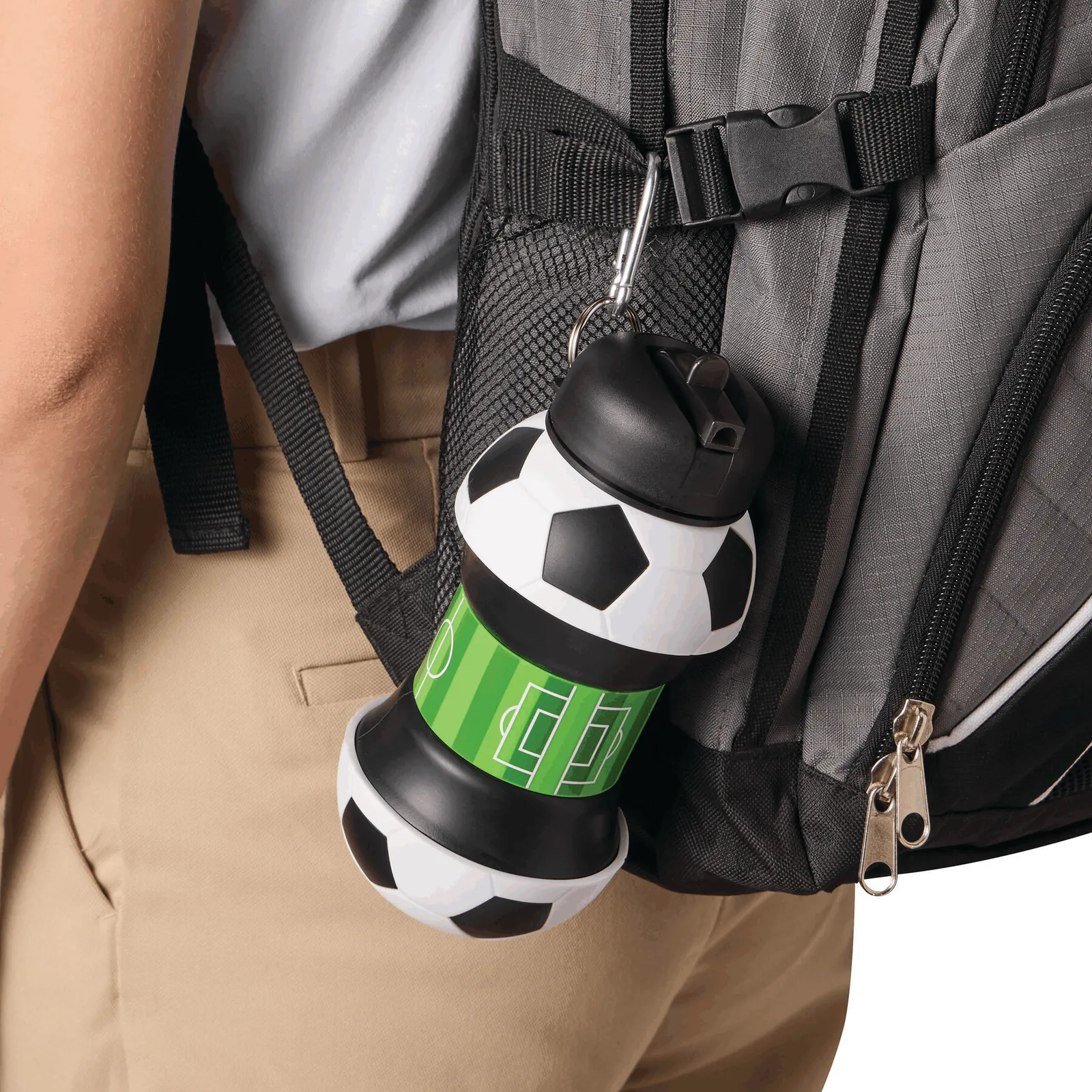 SOCCERMATE - Faltbare Trinkflasche schwarz, weiß, schwarz, weiß – Bild 8