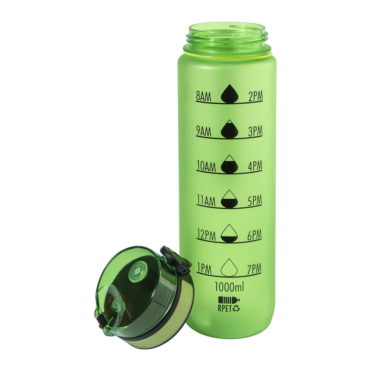 RPET Flasche mit Motivationsanzeige Sipcount, grün – Bild 4