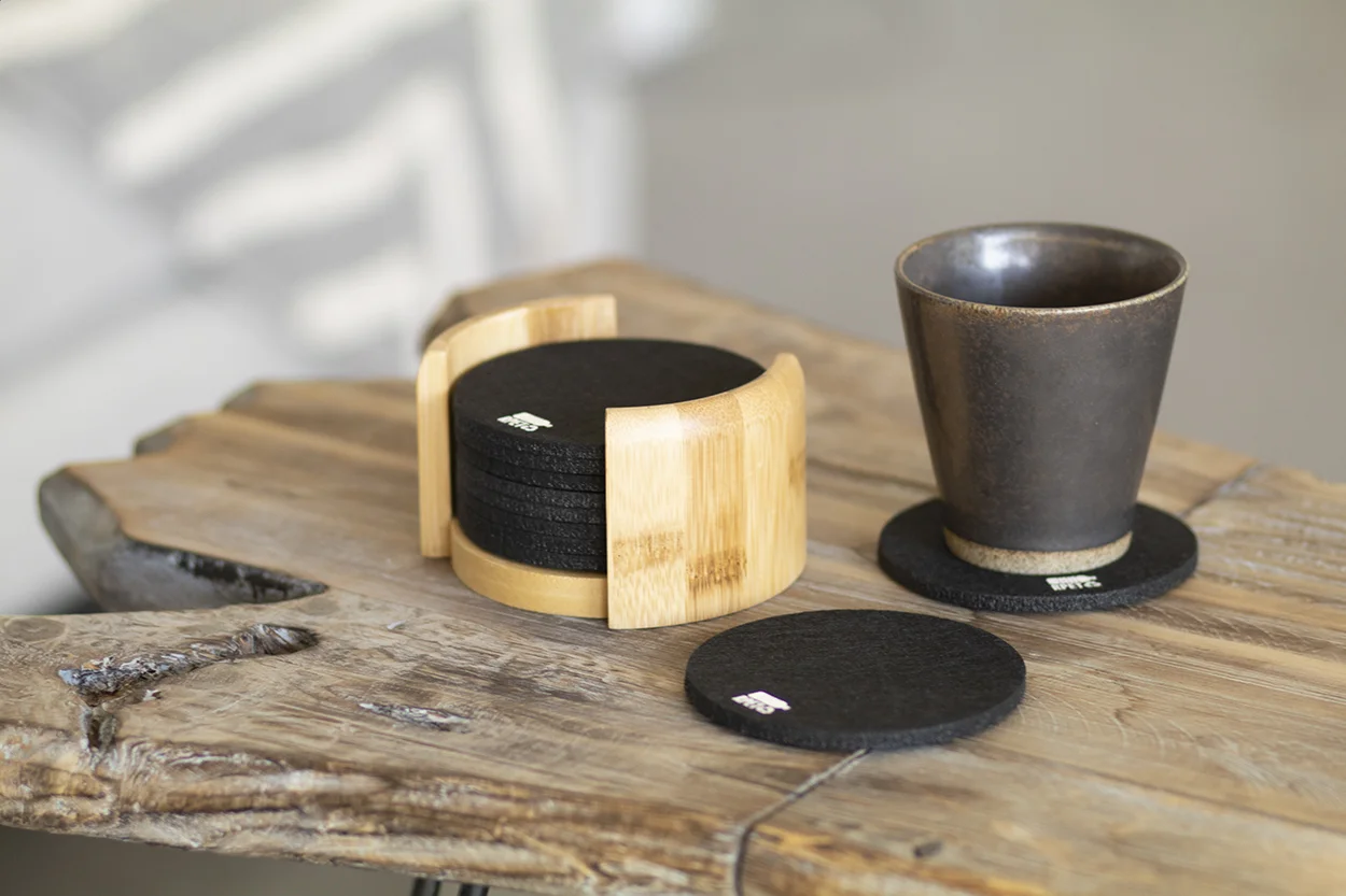 RPET Untersetzer-Set Chiang, schwarz, natur – Bild 3