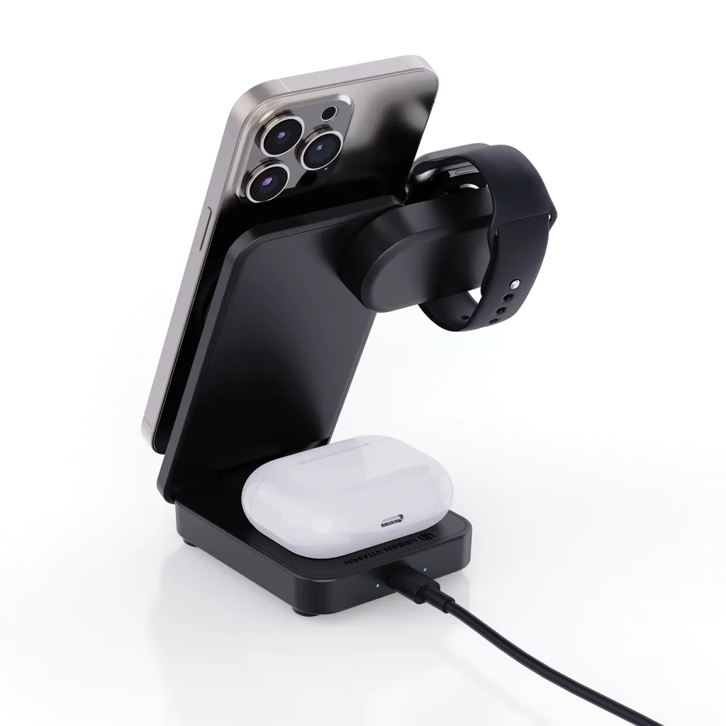 Urban Vitamin Arcadia 15W 3in1 Magnet-Charger aus RCS rABS, schwarz – Bild 3