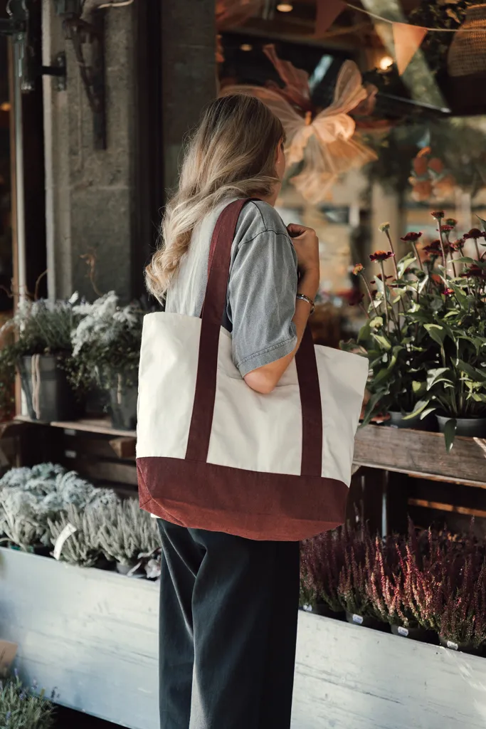 SHOP LOCAL AWARE™ Tasche aus recycelter Baumwolle, 350g/m², burgunderrot – Bild 4