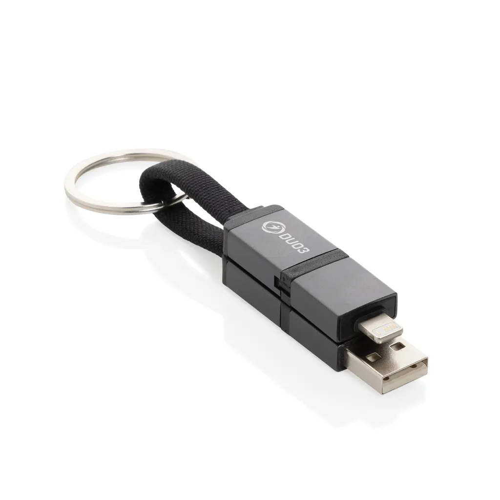 Terra 4-in-1 Schnellladekabel für den Schlüsselbund aus rAlu, grau – Bild 4
