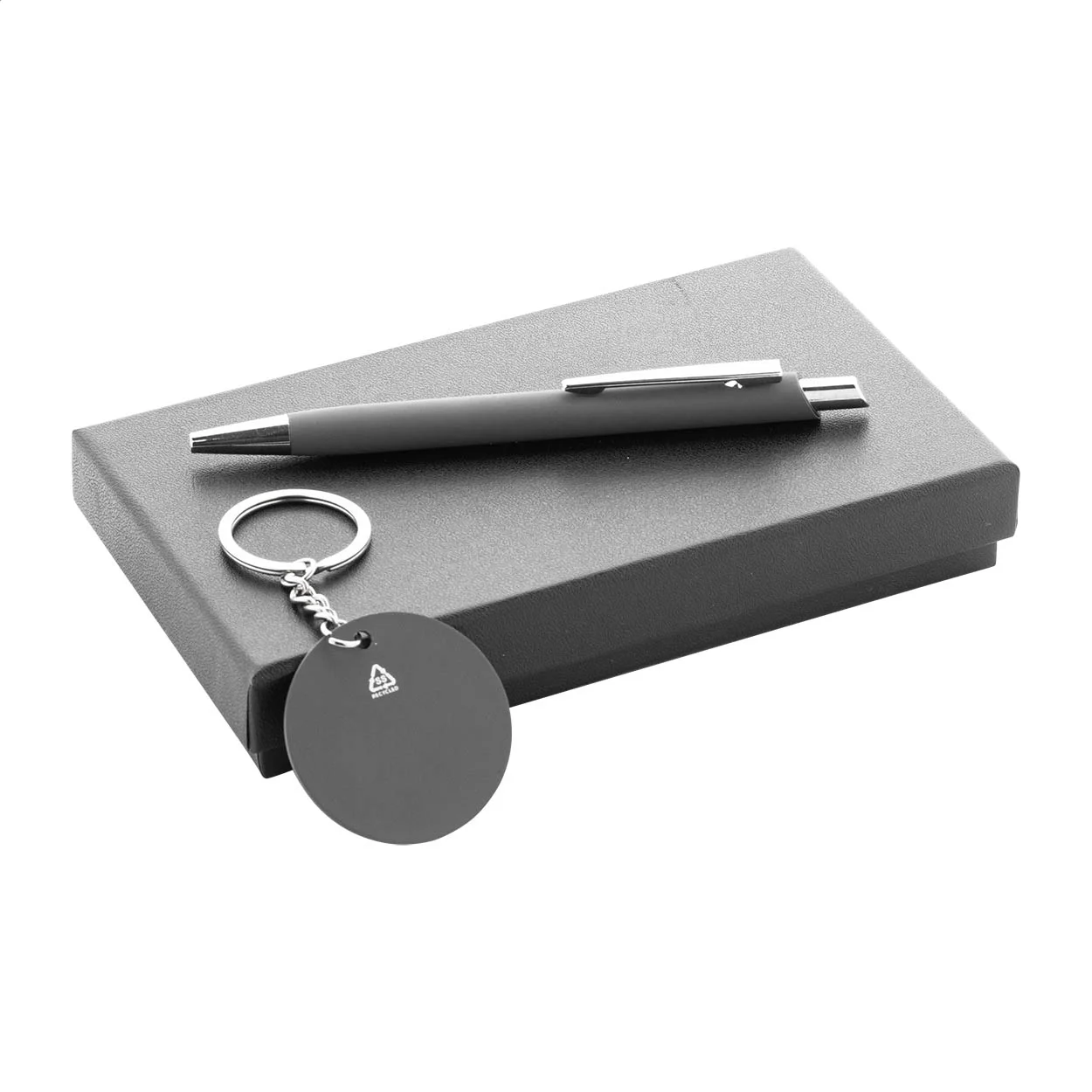 Geschenkset Kugelschreiber und Schlüsselanhänger Miroset, dunkelgrau – Bild 11