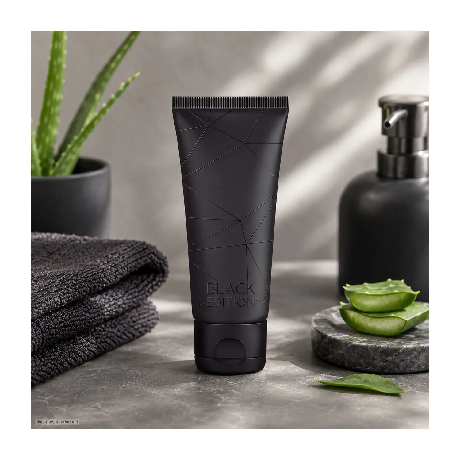 Pflegetube Black Edition - 75 ml Hand- & Nagelcreme ALOE VERA SENSITIV, schwarz – Bild 3