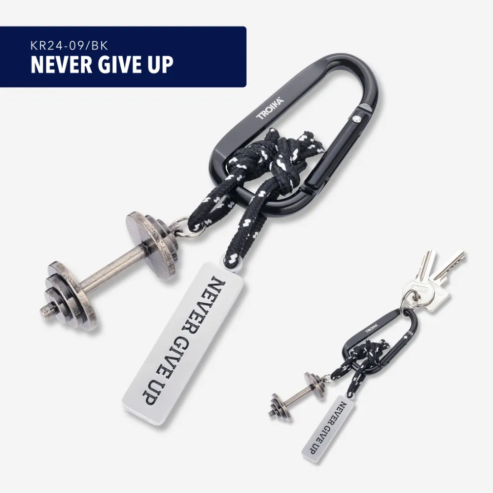 Schlüsselanhänger NEVER GIVE UP, schwarz/silberfarben – Bild 3