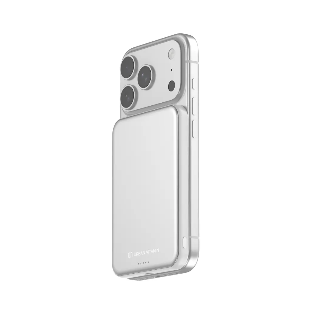 Urban Vitamin Pomona 5000mAh Qi2.2 25W magnetische Powerbank, silber – Bild 3