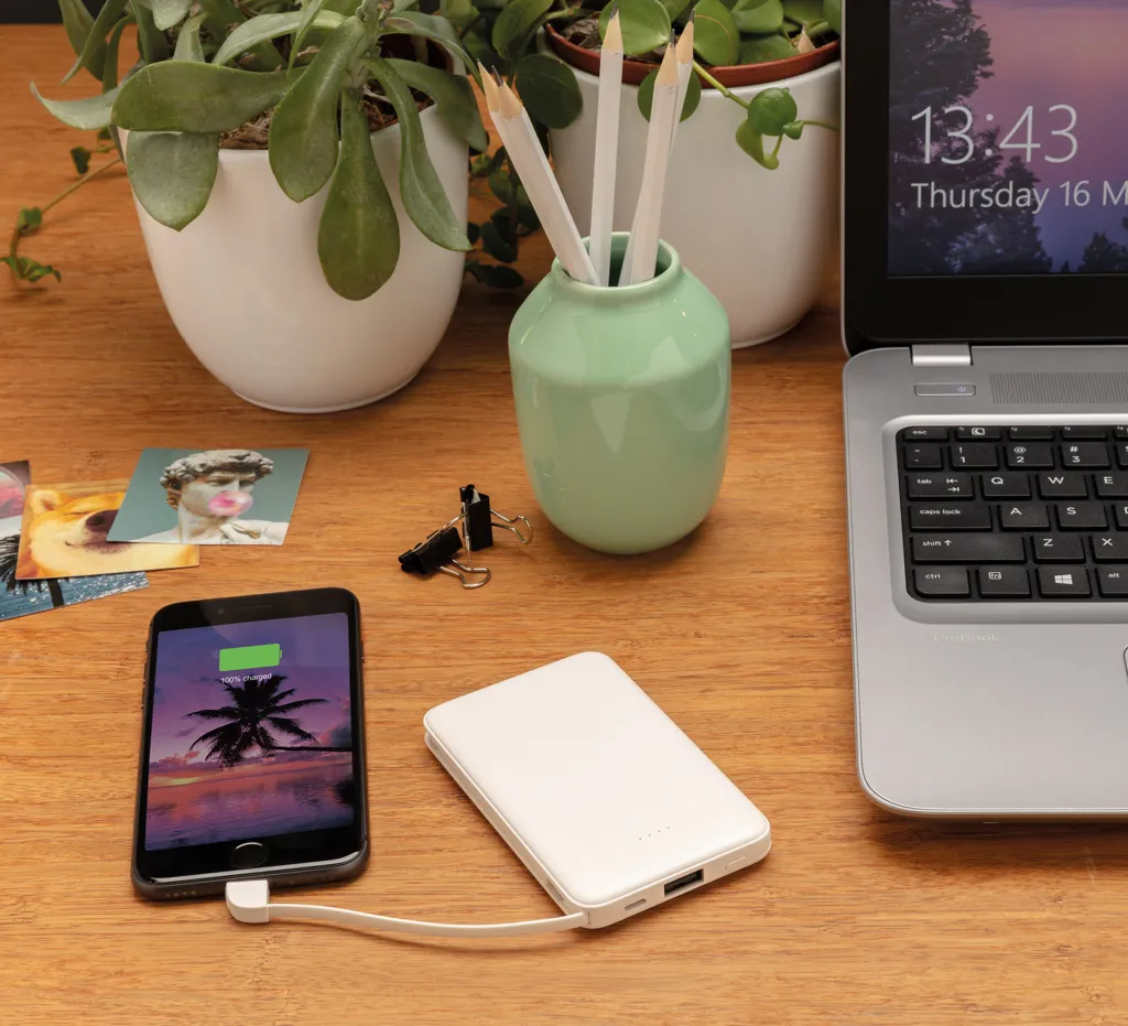 5.000 mAh Powerbank mit integriertem Kabel, weiß – Bild 7