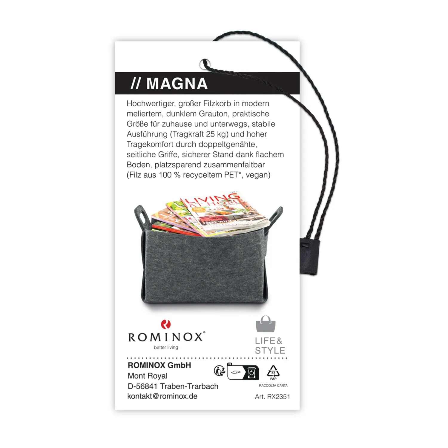 ROMINOX® Vegane Filztasche // Magna, grau – Bild 9
