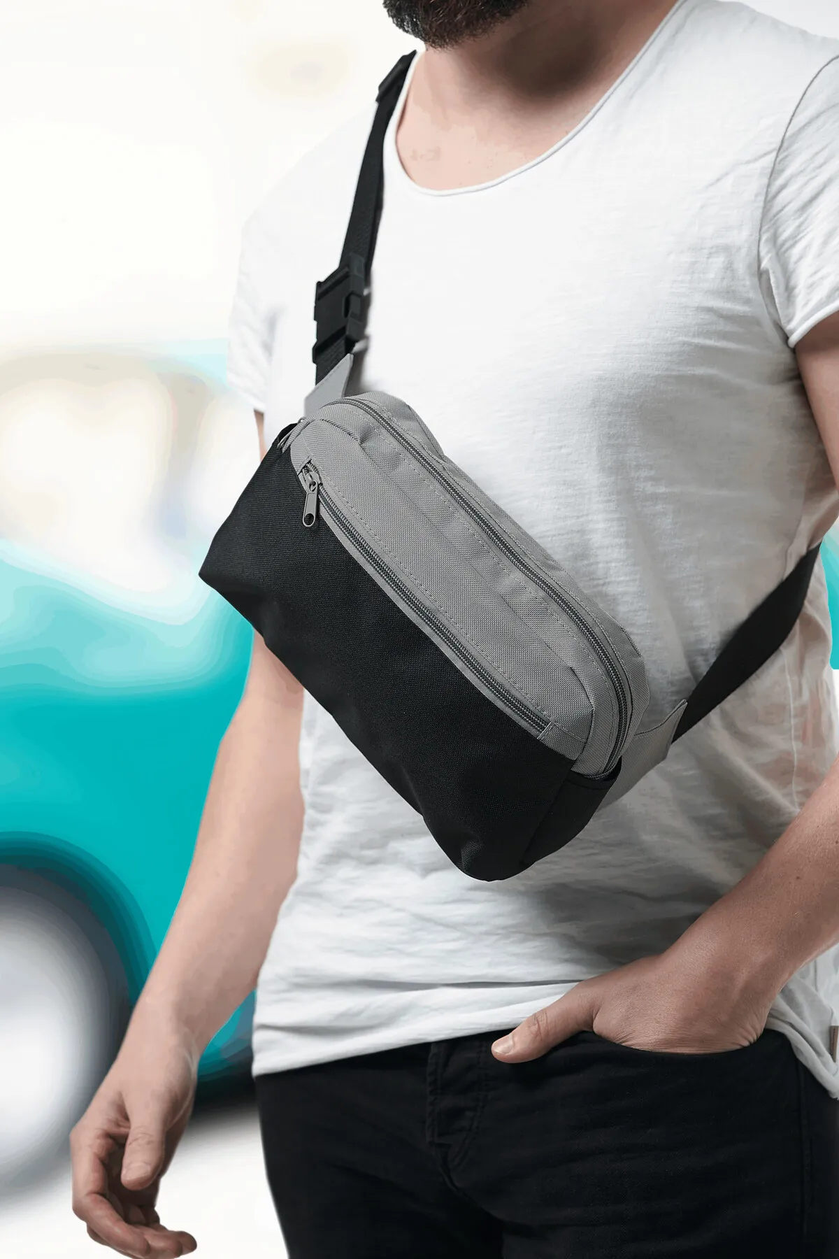 CLOSE-BY - Gürteltasche, dunkelgrau, schwarz – Bild 10