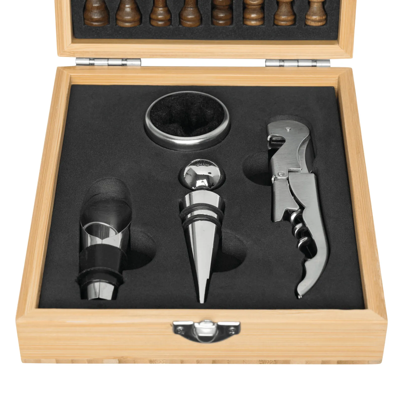 BAMBOO CHESS - Weinset mit Schachspiel braun, braun – Bild 6