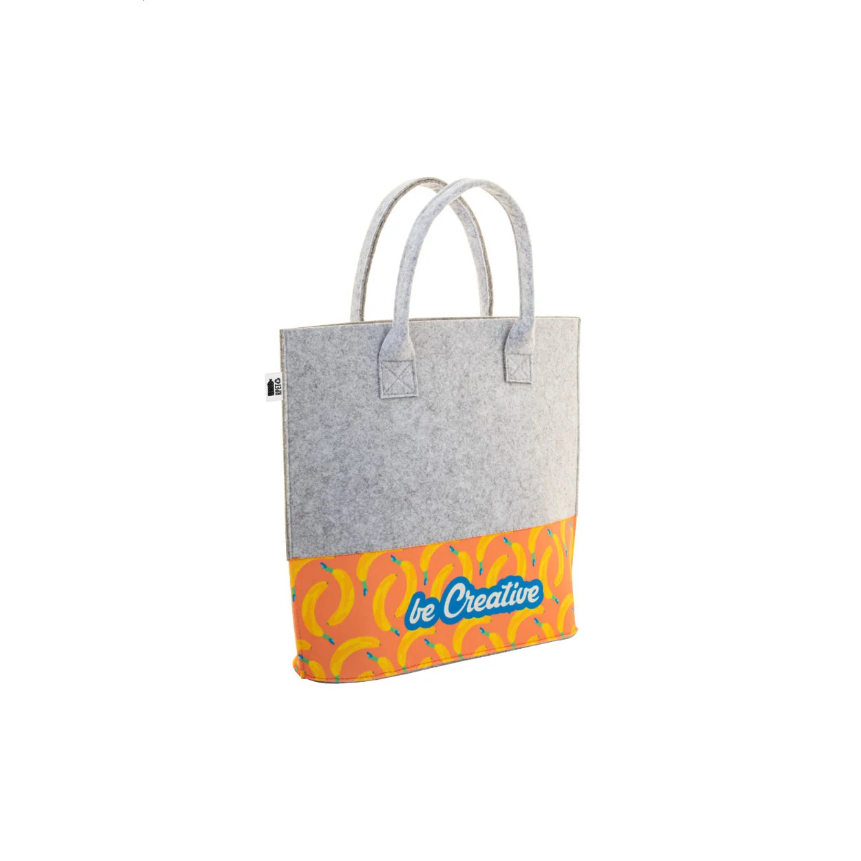 individuelle RPET Einkaufstasche CreaFelt Shop C, weiß, grau – Bild 5
