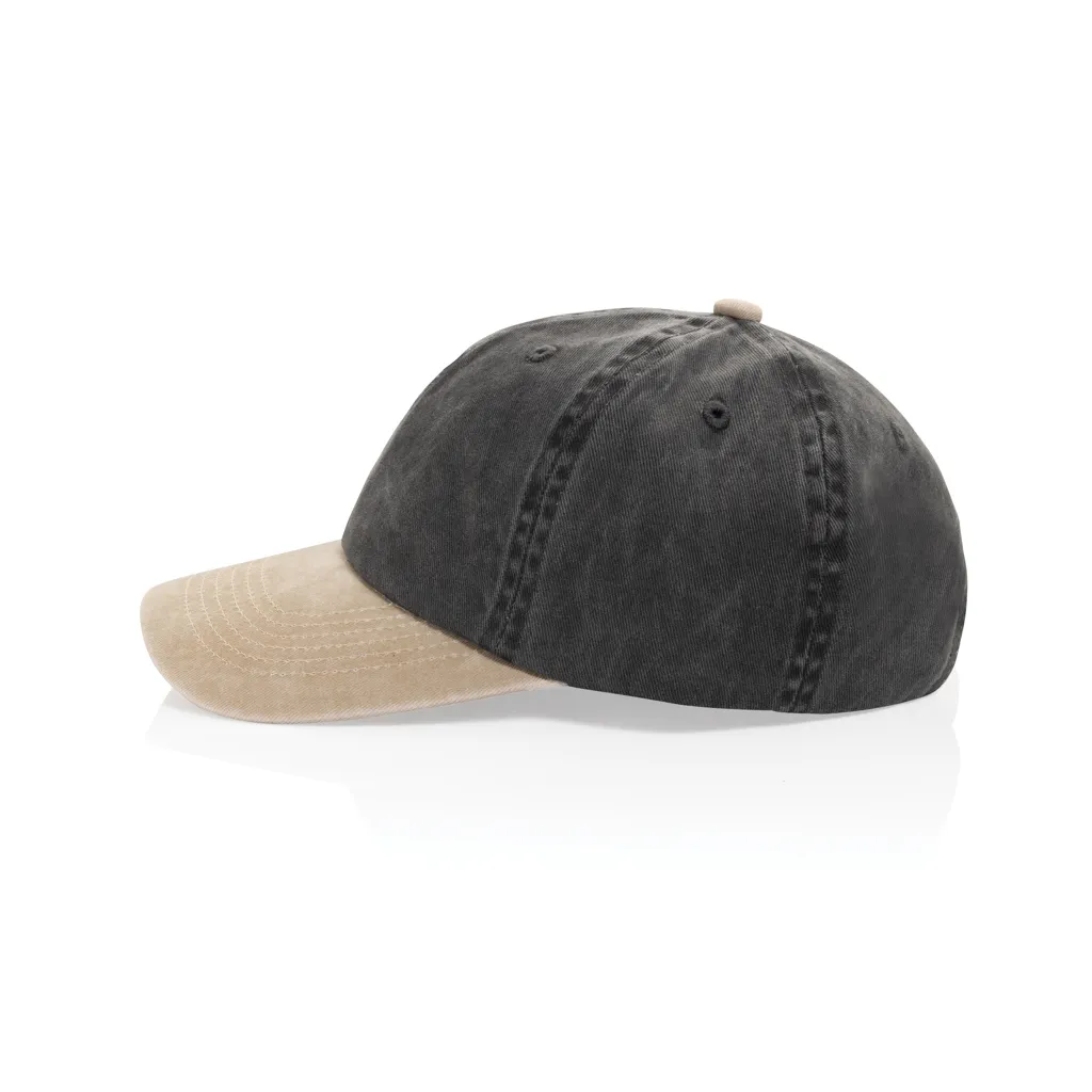 BEAU AWARE™ Two-Tone 6-Panel-Cap aus washed Cotton-Twill, schwarz – Bild 4