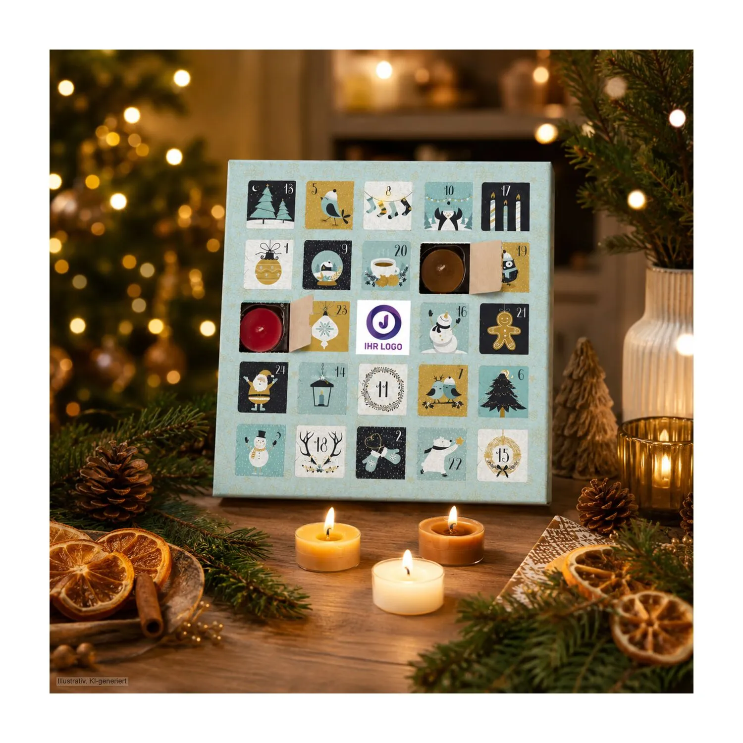Geschenkartikel / Präsentartikel : Duftkerzen Adventskalender Charming Christmas, blau – Bild 5
