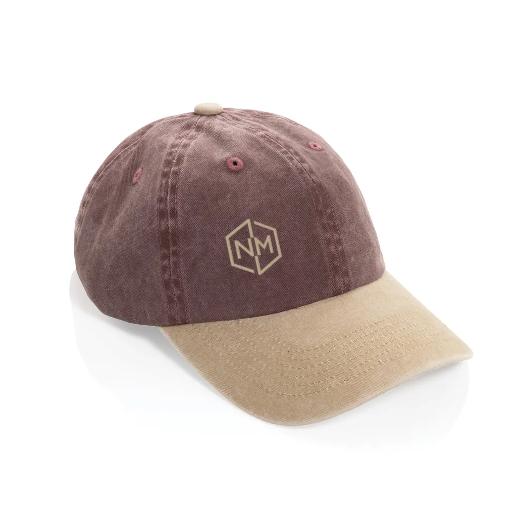 BEAU AWARE™ Two-Tone 6-Panel-Cap aus washed Cotton-Twill, maroon – Bild 6