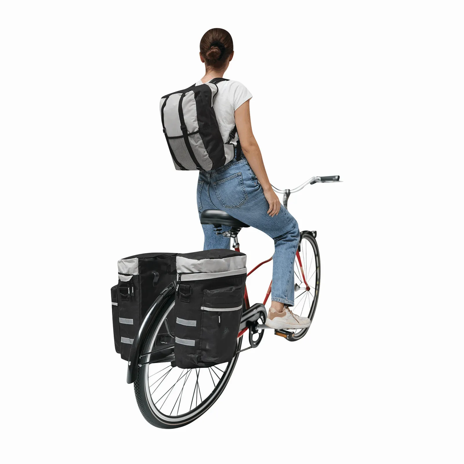 BIKE - Fahrrad-Packtaschenset 3-teilig grau, schwarz, grau, schwarz – Bild 9