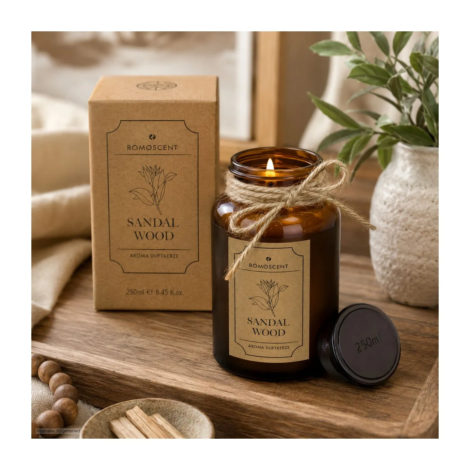 ROMOSCENT® Aromakerze Apothekerflasche, braun – Bild 7