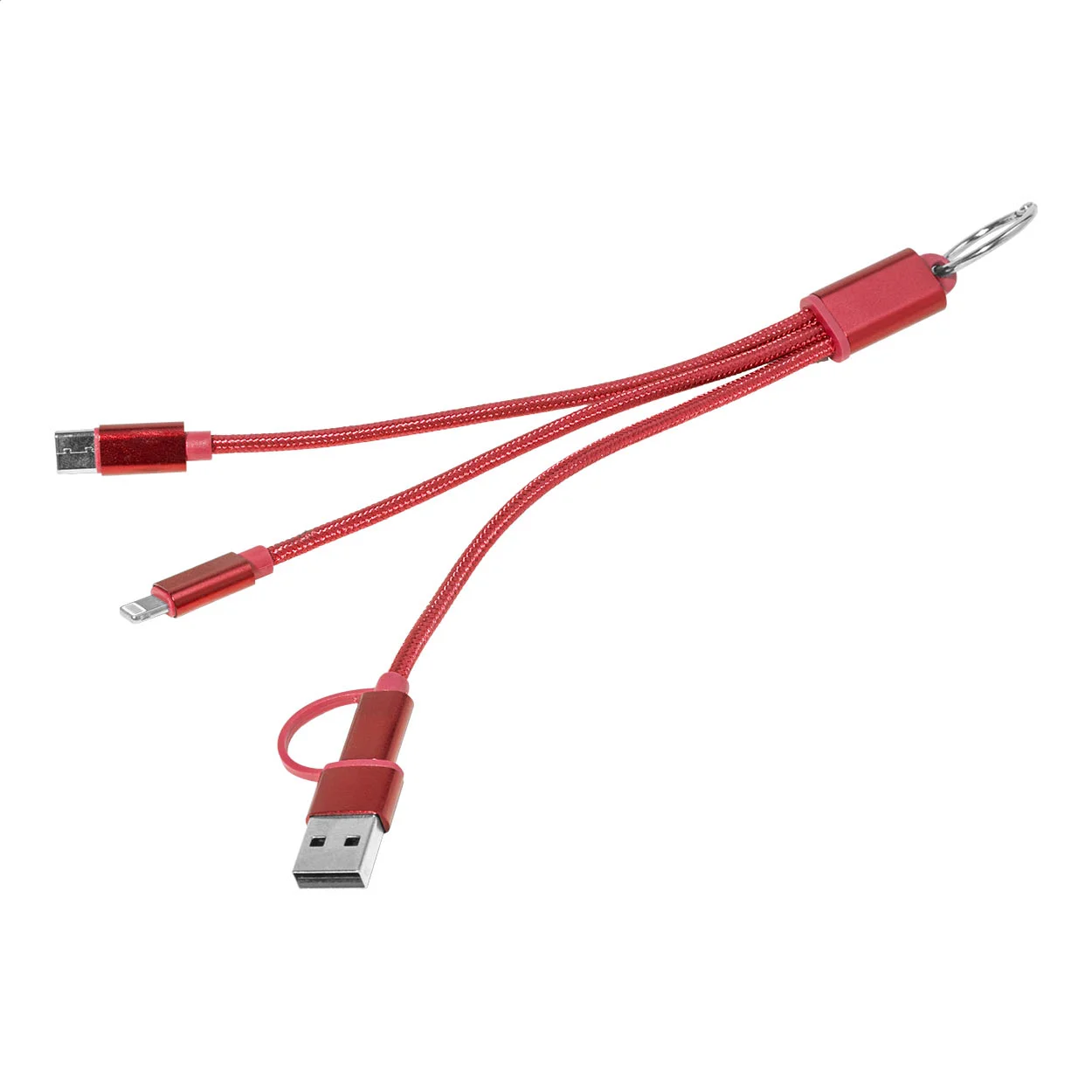 USB-Ladekabel Rafob mit Schlüsselanhänger, rot – Bild 2