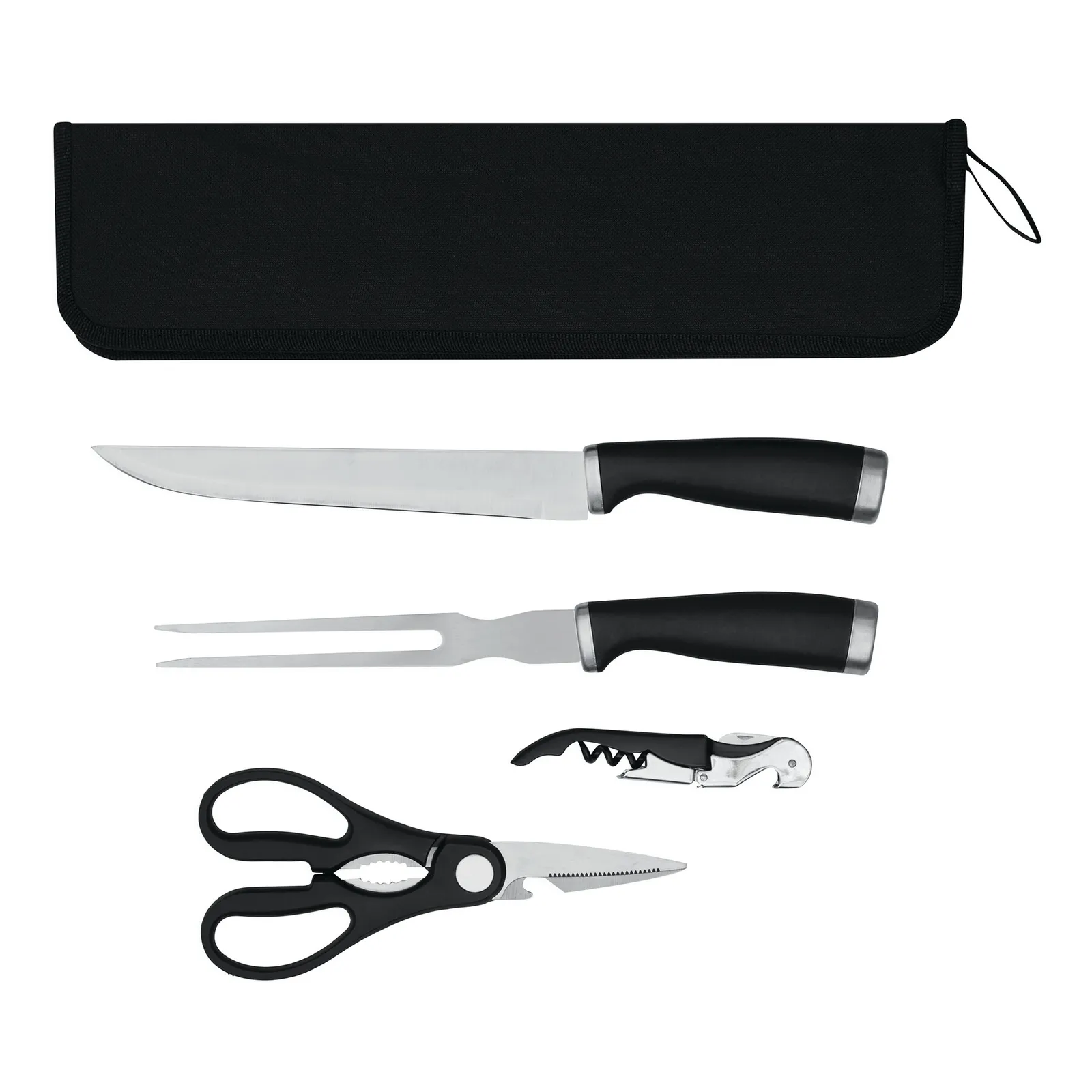 ROASTY - Edelstahl-Tranchierbesteck, 4-teilig schwarz, silber, schwarz, silber – Bild 3