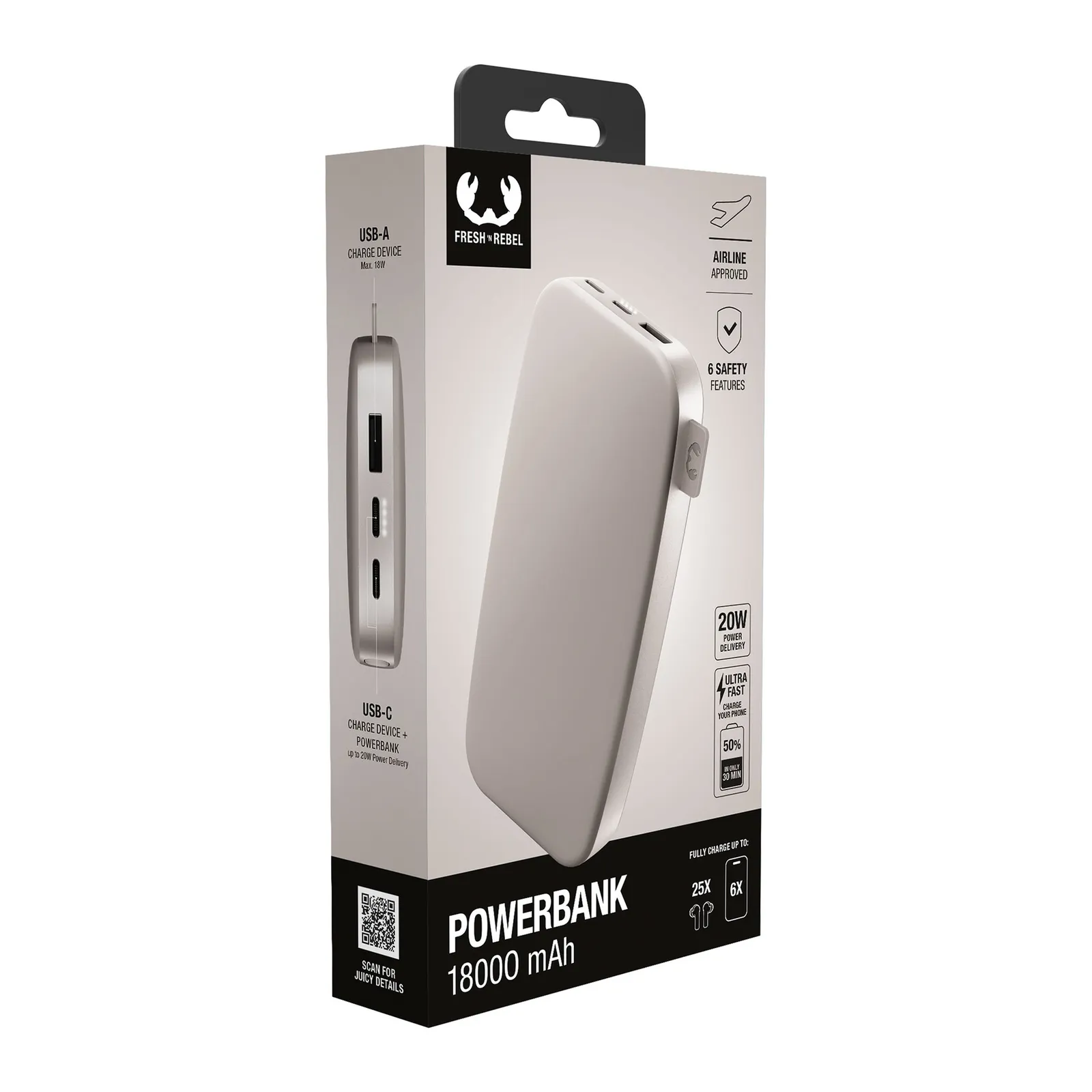 Fresh 'n Rebel Powerbank 18000 mAh USB-C, Seidensand – Bild 2