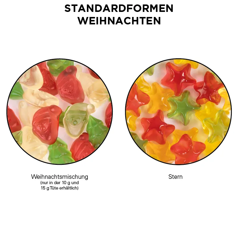 Minitüte 10 g, weiße Folie, Trolli Fruchtgummi Weihnachtsmischung, weiß – Bild 2