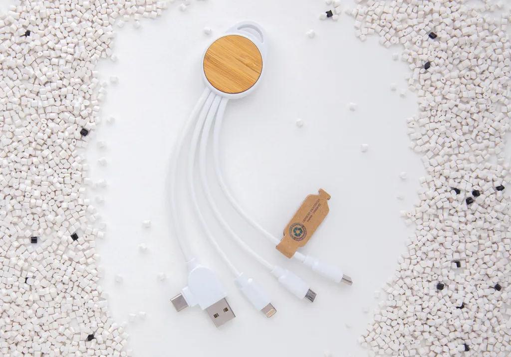 rundes Ontario 6-in-1 Kabel aus RCS recyceltem Kunststoff, weiß – Bild 7