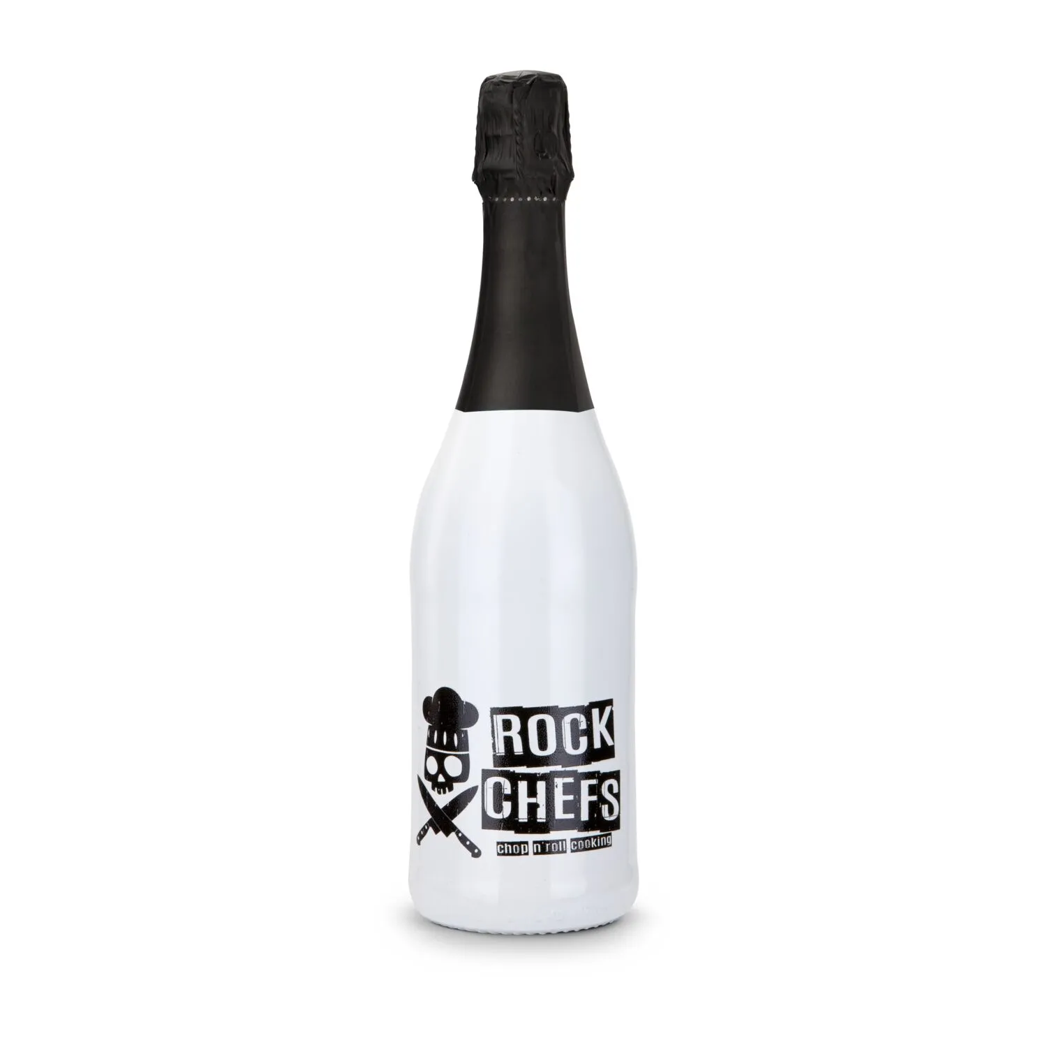 Sekt Cuvée - Flasche weiß-lackiert, 0,75 l, schwarz – Bild 3