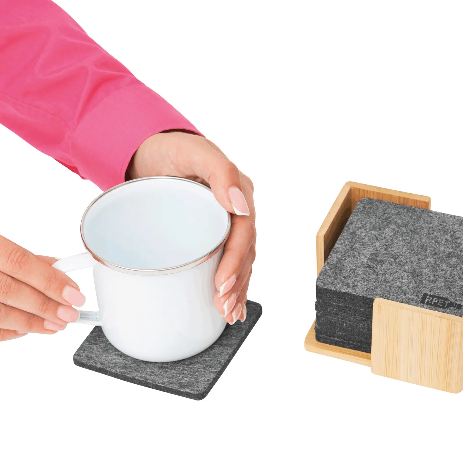 MECOZI BASE - Filzuntersetzer-Set braun, grau, braun, grau – Bild 8