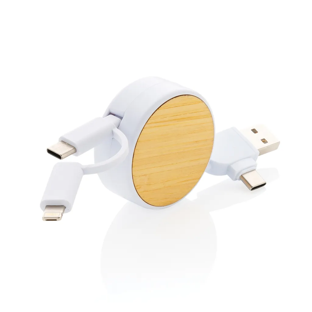 Ontario ausziehb. 4-in-1 Kabel aus RCS recyceltem Kunststoff, weiß – Bild 5