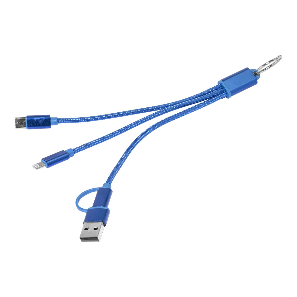 USB-Ladekabel Rafob mit Schlüsselanhänger, blau – Bild 3