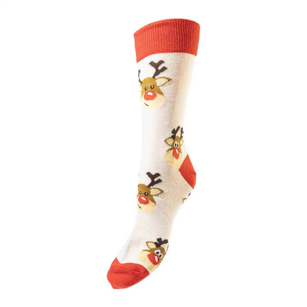 Weihnachtssocken Julsokka, Schneemann, natur, rot – Bild 4