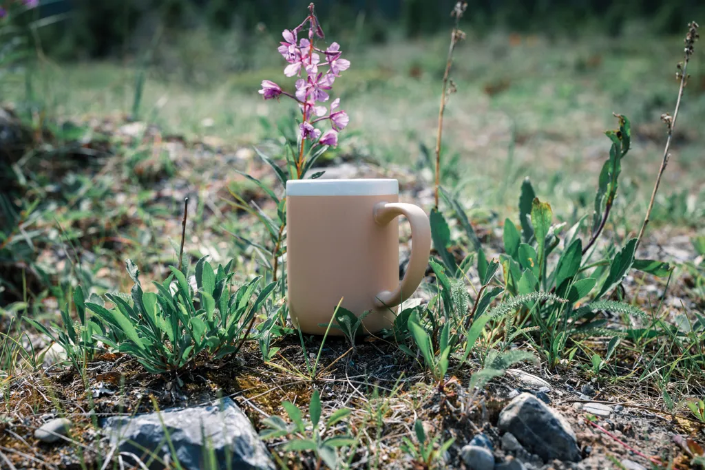 Keramiktasse mit weißem Rand, 300ml, braun – Bild 5