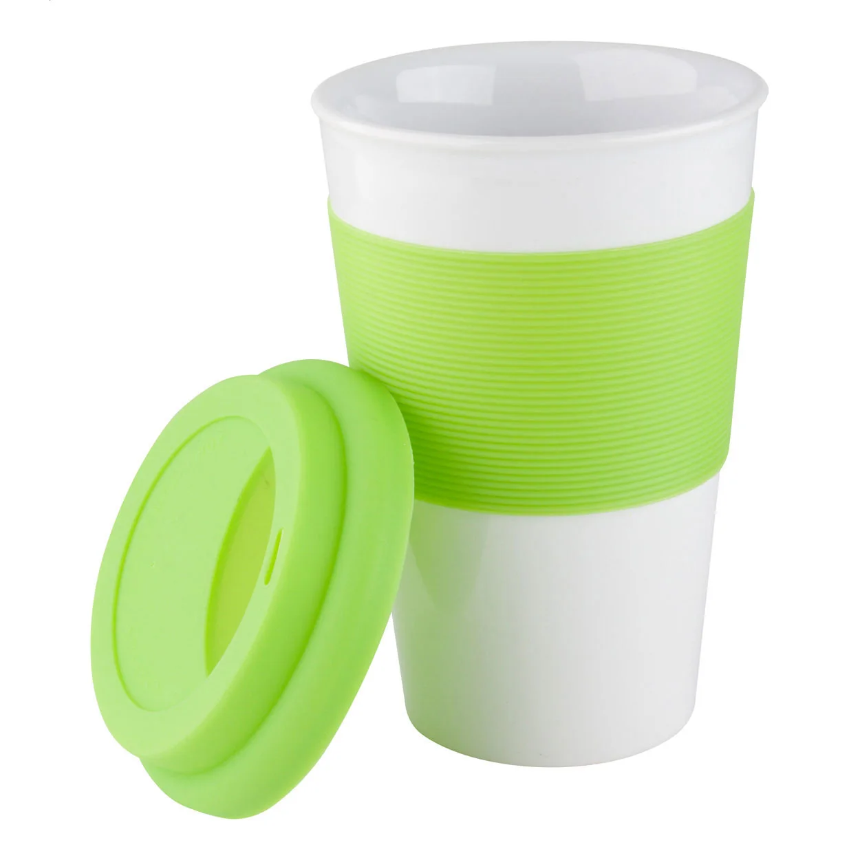 Coffee-To-Go-Becher Soft Touch, lindgrün, weiß – Bild 2