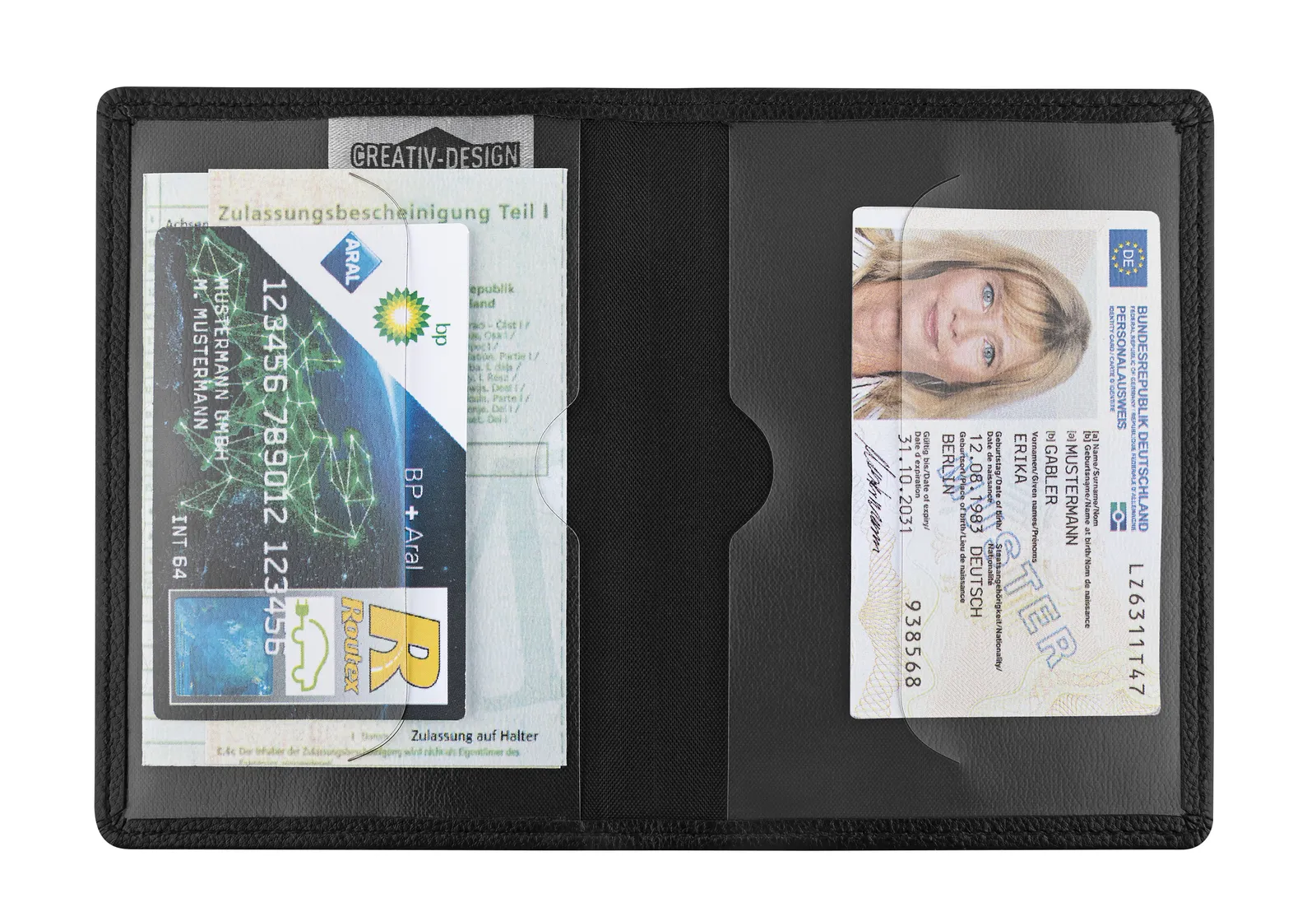 Kunstleder Führerscheintasche "GoMobility+", schwarz – Bild 2