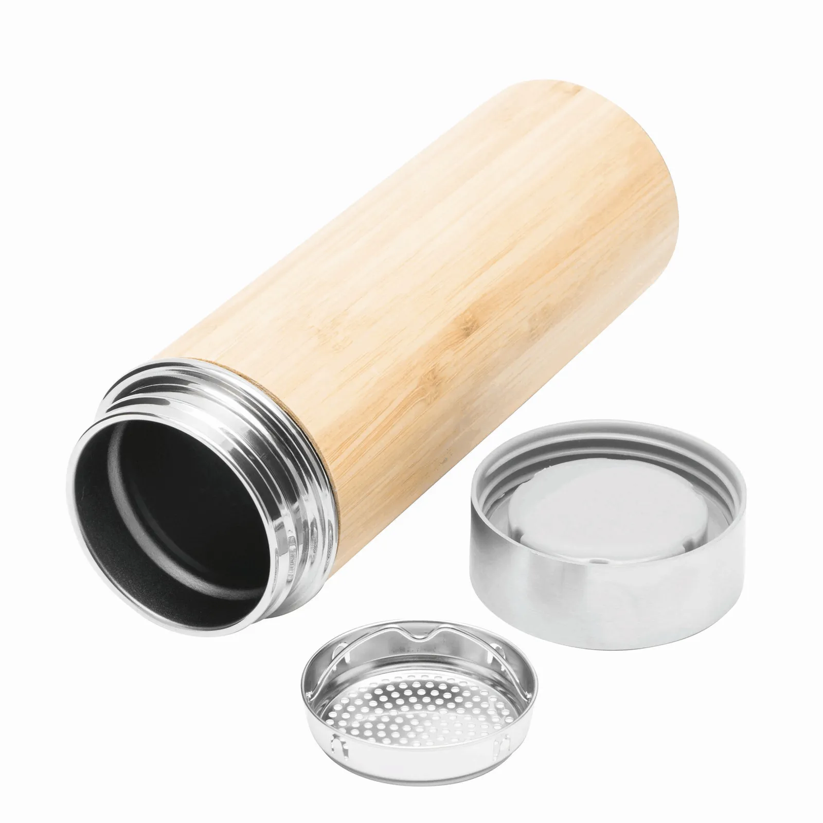 BAMBOO GO - Isolierflasche braun, silber, braun, silber – Bild 6