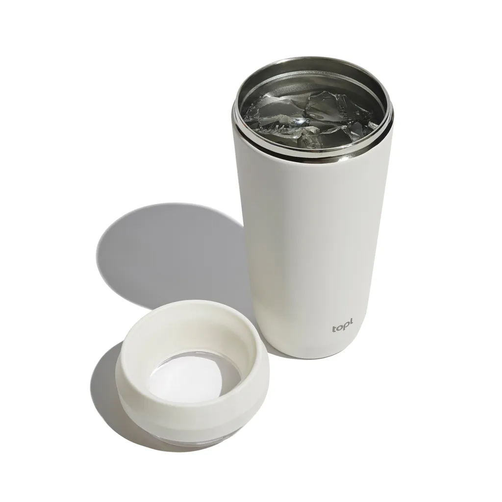 Topl-Trinkbecher aus rec. Stahl mit 360-Grad-Deckel 354ml, weiß – Bild 2